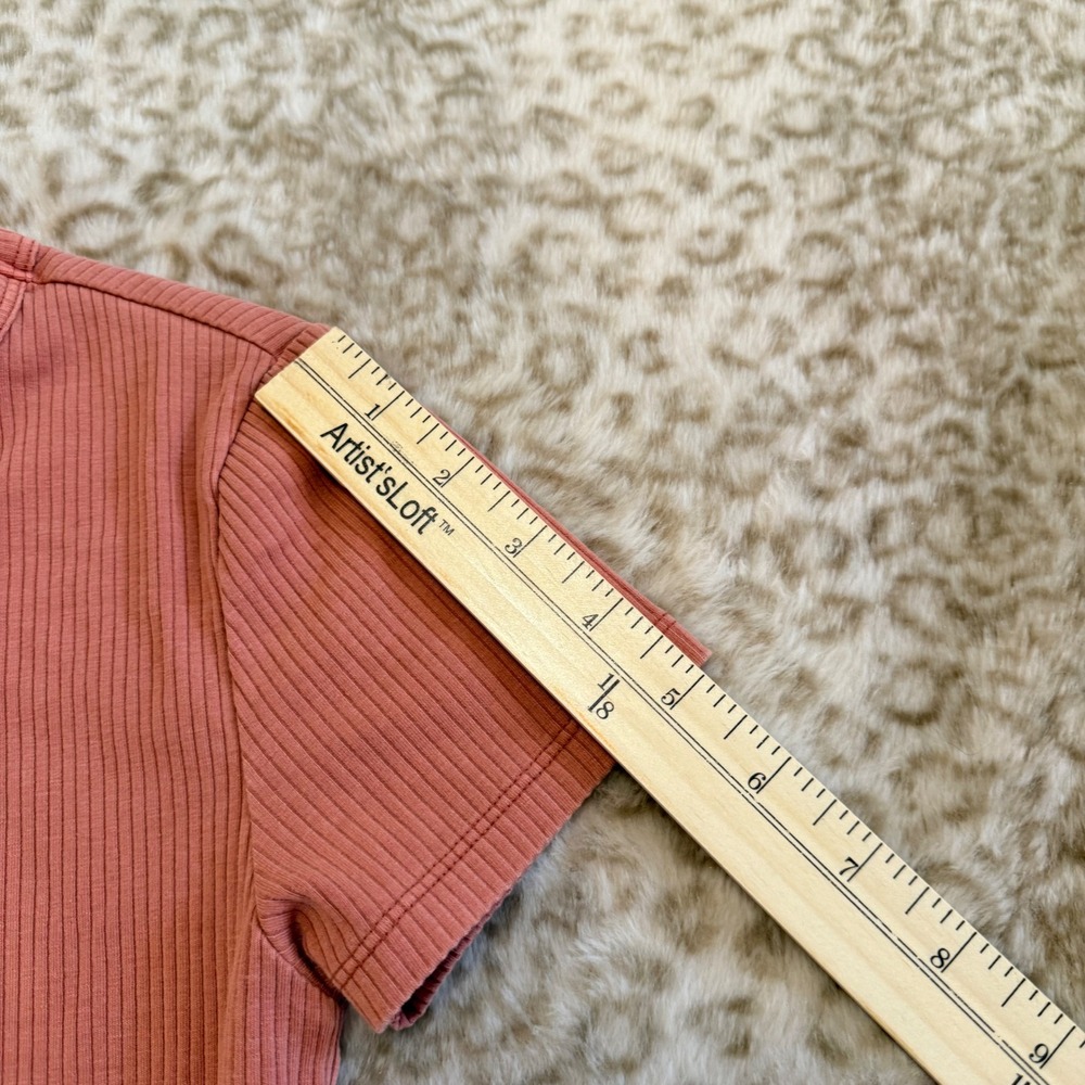 American Eagle Ribbed Short Sleeve Tee Rose Terracotta Women Size XS Slim Fit - Picture 5 of 5